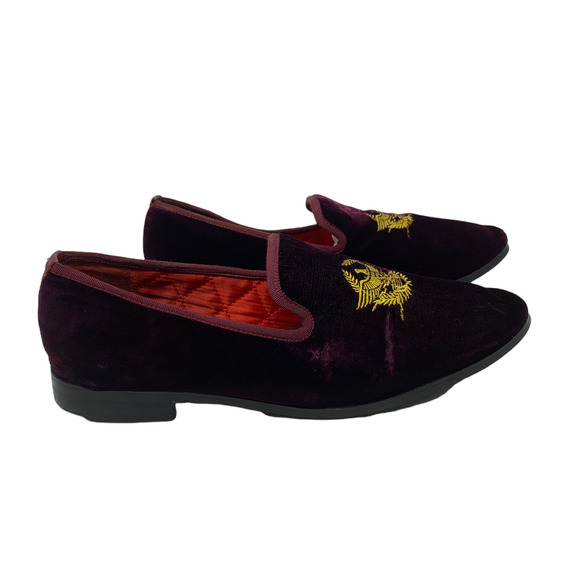 Cesar Walks men red velvet slip on loafers size 9 - Picture 4 of 10